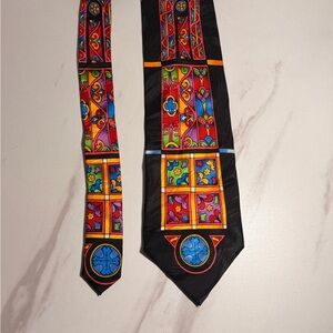 No Boundaries Black Tie with Vibrant Stained-Glass Motif